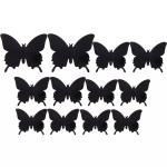 Set of 12 pieces butterflies with adhesive, house or event decorations, black color, A37